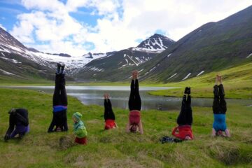 Gruppe beim Yoga in der Natur